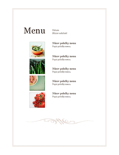 Menu na udalosť (jednoduchý návrh) Menu na udalosť (jednoduchý návrh)