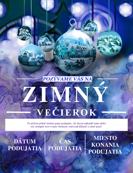 Elegantný leták na zimnú oslavu Elegantný leták na zimnú oslavu
