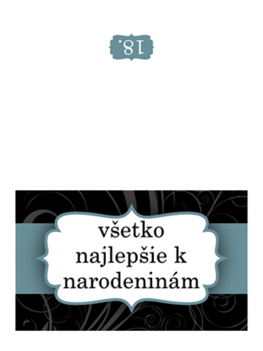 Narodeninový pozdrav (návrh s modrou stuhou zložený napoly) Narodeninový pozdrav (návrh s modrou stuhou zložený napoly)