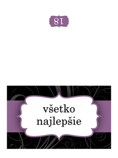 Narodeninový pozdrav (návrh s fialovou stužkou, preložený napoly) Narodeninový pozdrav (návrh s fialovou stužkou, preložený napoly)