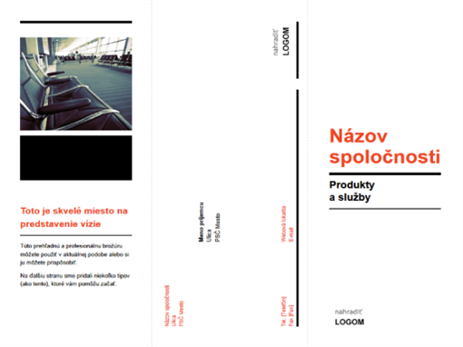 Trikrát preložená obchodná brožúra (čierny a červený návrh) Trikrát preložená obchodná brožúra (čierny a červený návrh)