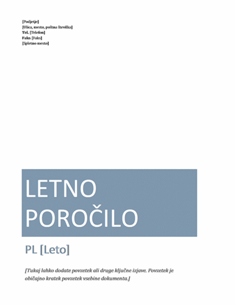 Letno poročilo Letno poročilo