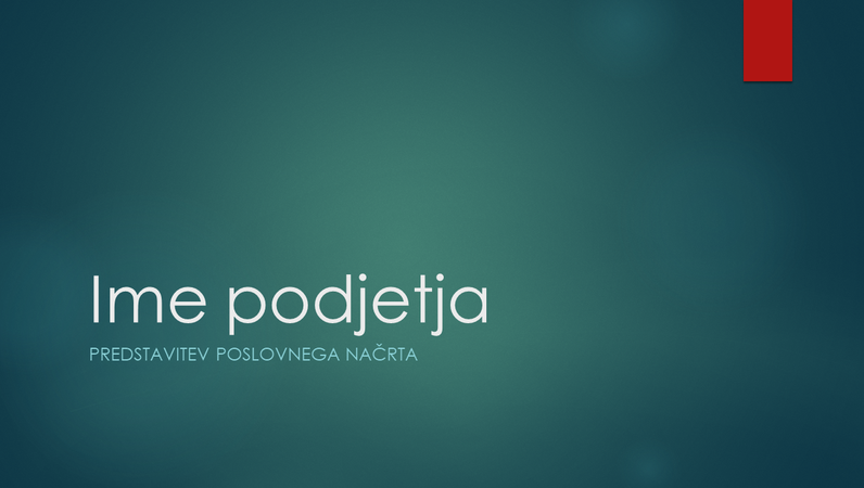 Predstavitev poslovnega načrta (zeleno-modra zasnova, širokozaslonska) Predstavitev poslovnega načrta (zeleno-modra zasnova, širokozaslonska)