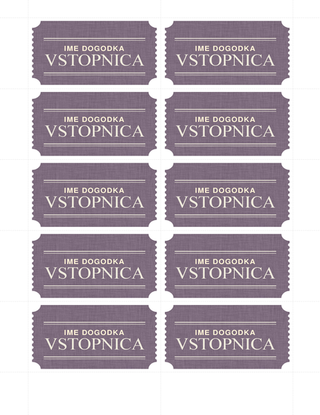 Osnovne vstopnice (10 na stran) Osnovne vstopnice (10 na stran)
