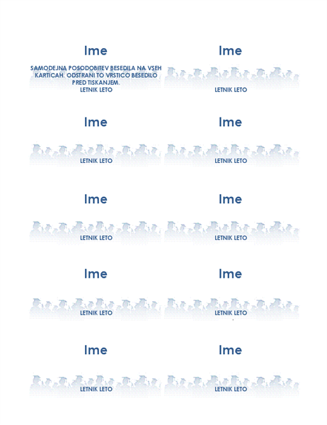 Kartice z imenom diplomanta (10 na stran) Kartice z imenom diplomanta (10 na stran)