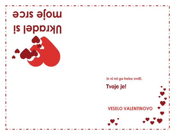 Voščilnica za valentinovo (srca, četrtinski pregib) Voščilnica za valentinovo (srca, četrtinski pregib)
