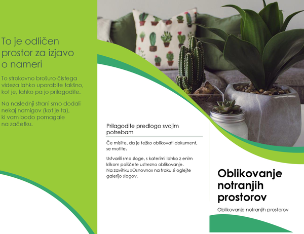 Brošura z motivom s področja notranjega oblikovanja Brošura z motivom s področja notranjega oblikovanja
