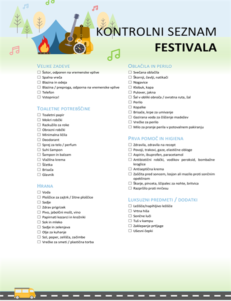 Kontrolni seznam festivala Kontrolni seznam festivala