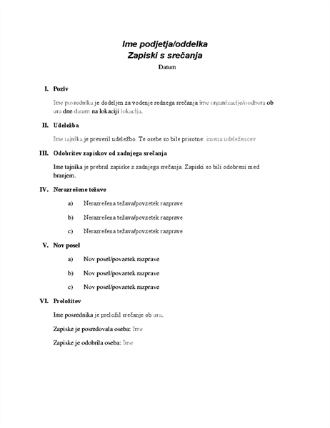 Uradni zapiski s srečanja Uradni zapiski s srečanja