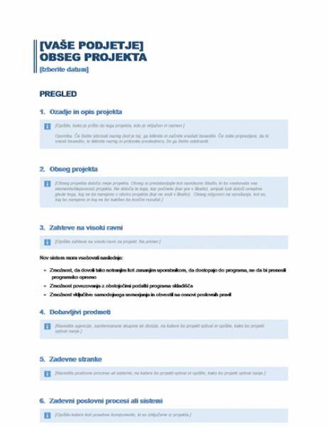 Obseg projekta
