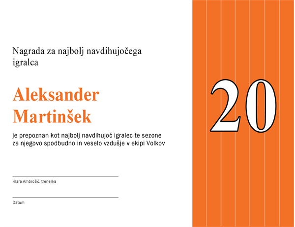 Priznanje za najperspektivnejšega igralca (naslov, ki ga je mogoče urediti) Priznanje za najperspektivnejšega igralca (naslov, ki ga je mogoče urediti)