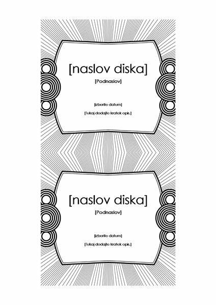 Nalepka za CD (deluje z nalepkami Avery 5693) Nalepka za CD (deluje z nalepkami Avery 5693)