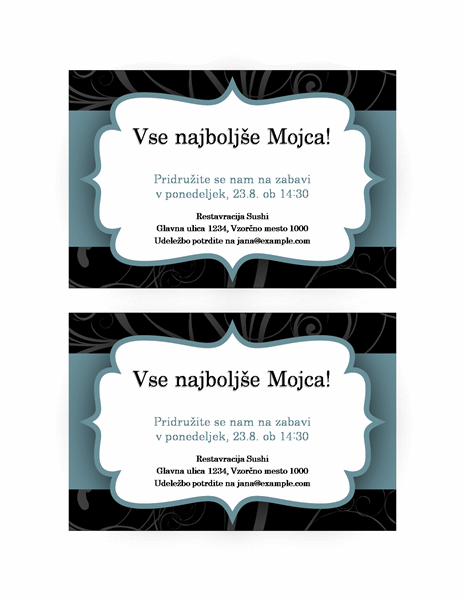 Povabilo na zabavo (zasnova z modrim trakom) Povabilo na zabavo (zasnova z modrim trakom)