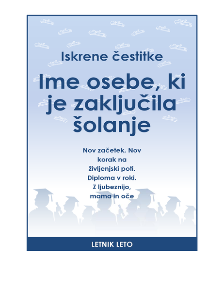 Letak s čestitko ob maturi (dizajn zabave ob maturi)