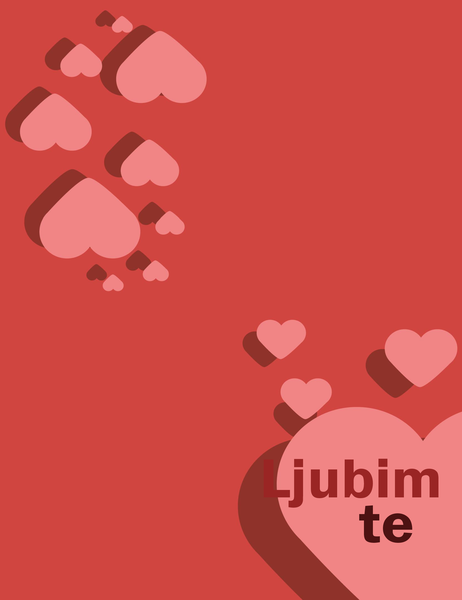 Kartica »Ljubim te« (četrtinski pregib) Kartica »Ljubim te« (četrtinski pregib)