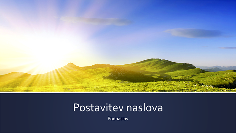 Predstavitev z modrimi pasovi narave s fotografijo sončnega vzhoda v gorah (širokozaslonsko) Predstavitev z modrimi pasovi narave s fotografijo sončnega vzhoda v gorah (širokozaslonsko)