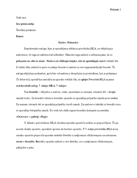 Seminarska naloga s slogom citiranja MLA Seminarska naloga s slogom citiranja MLA