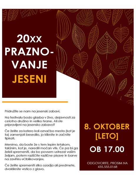 Letak za jesensko prireditev Letak za jesensko prireditev