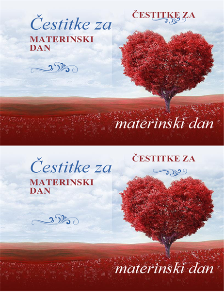 Čestitka za materinski dan s tremi srci Čestitka za materinski dan s tremi srci