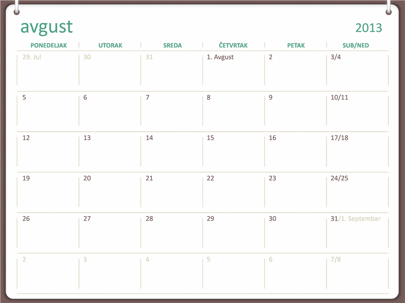 Akademski kalendar za 2013-2014. (avgust) Akademski kalendar za 2013-2014. (avgust)