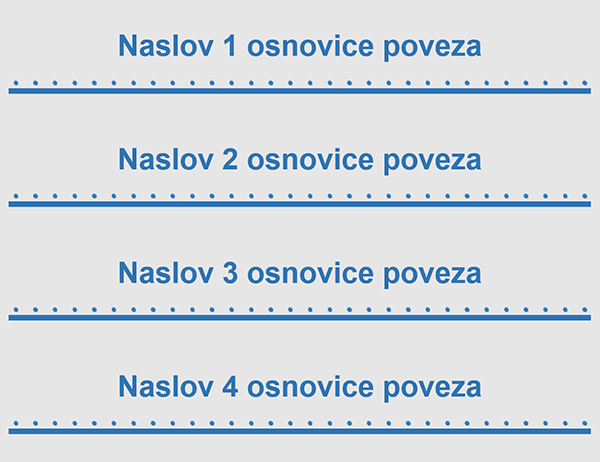 Umetanja osnovice poveza od 2 inča (4 po stranici) Umetanja osnovice poveza od 2 inča (4 po stranici)