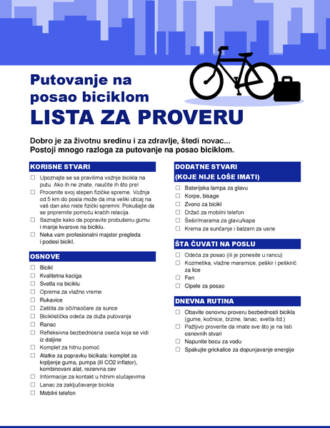 Podsetnik za putovanje biciklom na posao Podsetnik za putovanje biciklom na posao