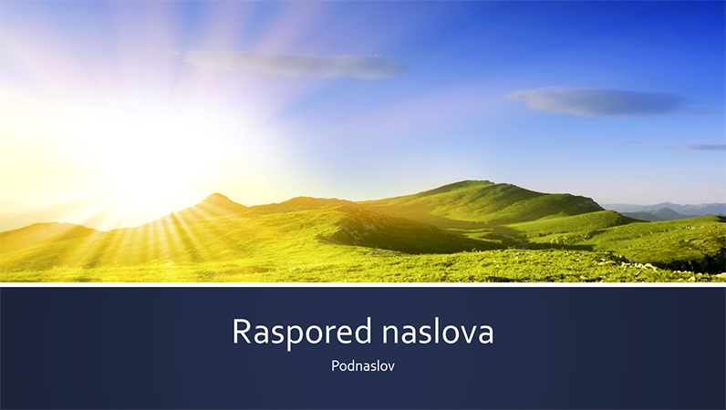 Prezentacija na temu prirode sa plavim trakama i fotografijom izlaska sunca u planinama (široki ekran) Prezentacija na temu prirode sa plavim trakama i fotografijom izlaska sunca u planinama (široki ekran)