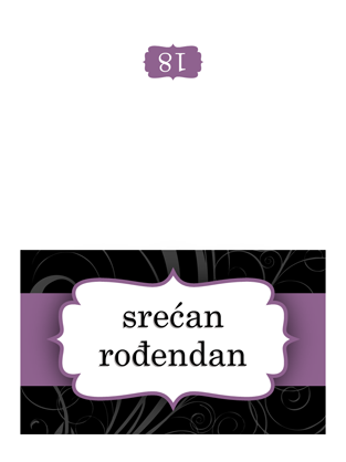 Rođendanska čestitka (dizajn sa ljubičastom trakom, preklop na pola) Rođendanska čestitka (dizajn sa ljubičastom trakom, preklop na pola)