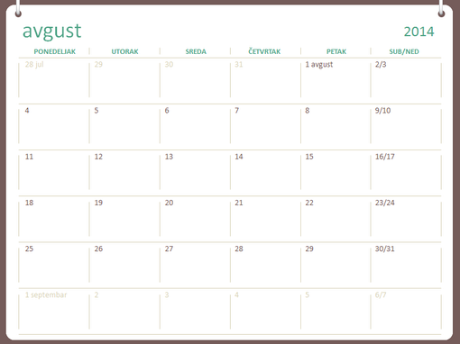2014-2015 akademski kalendar (avgust – jul) 2014-2015 akademski kalendar (avgust – jul)