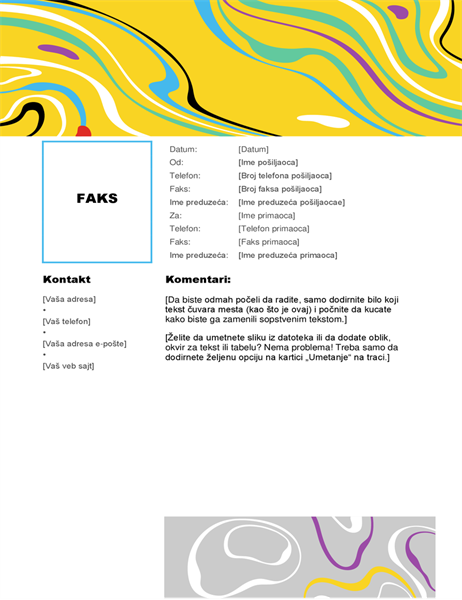 Naslovna strana faksa Swirl Naslovna strana faksa Swirl