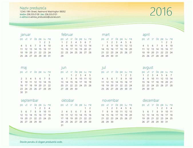 Kalendar za mala preduzeća (bilo koja godina) Kalendar za mala preduzeća (bilo koja godina)