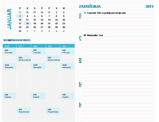 Studentski kalendar za sedmično planiranje (za bilo koju godinu, od ponedeljka do nedelje) Studentski kalendar za sedmično planiranje (za bilo koju godinu, od ponedeljka do nedelje)
