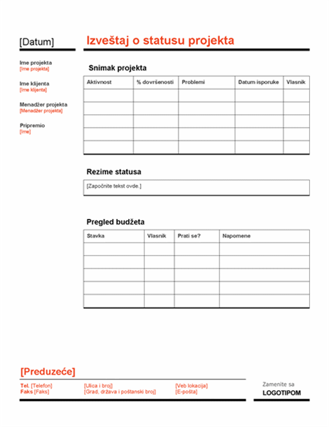 Status projekta (crvena) Status projekta (crvena)