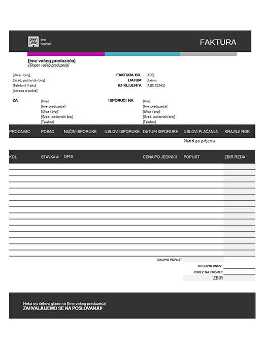 Izlazna faktura (dizajn sa plavim prelivom) Izlazna faktura (dizajn sa plavim prelivom)
