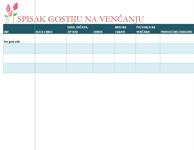 Spisak gostiju na venčanju (sa lalama) Spisak gostiju na venčanju (sa lalama)