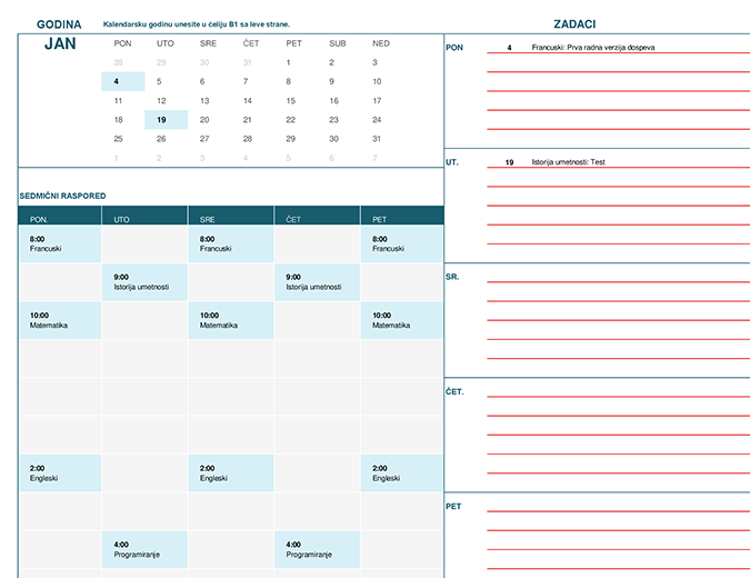 Studentski kalendar (pon) Studentski kalendar (pon)