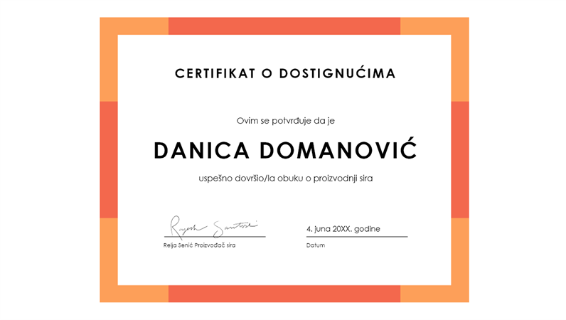 Certifikat o dostignućima (plavi) Certifikat o dostignućima (plavi)