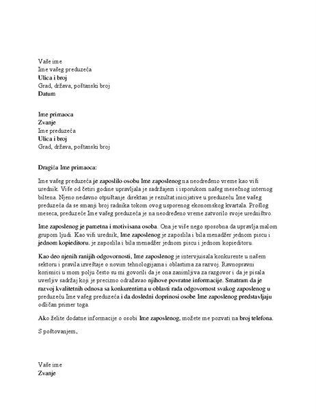 Referentiebrief voor professionele werknemer Referentiebrief voor professionele werknemer