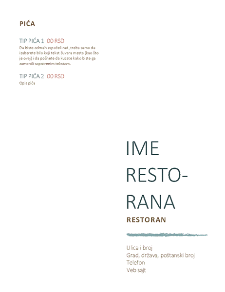 Meni restorana