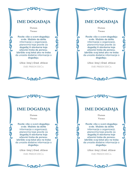 Pozivnice za događaj (4 po stranici) Pozivnice za događaj (4 po stranici)