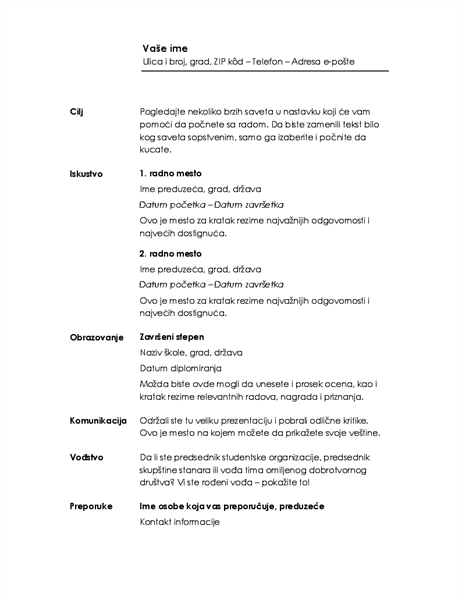 Hronološka biografija (minimalistički dizajn) Hronološka biografija (minimalistički dizajn)