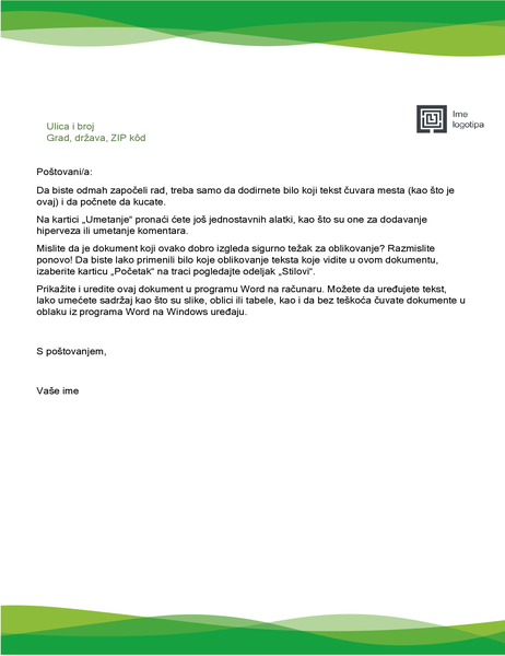 Papir sa odštampanim zaglavljem (dizajn „Zeleni talas“) Papir sa odštampanim zaglavljem (dizajn „Zeleni talas“)