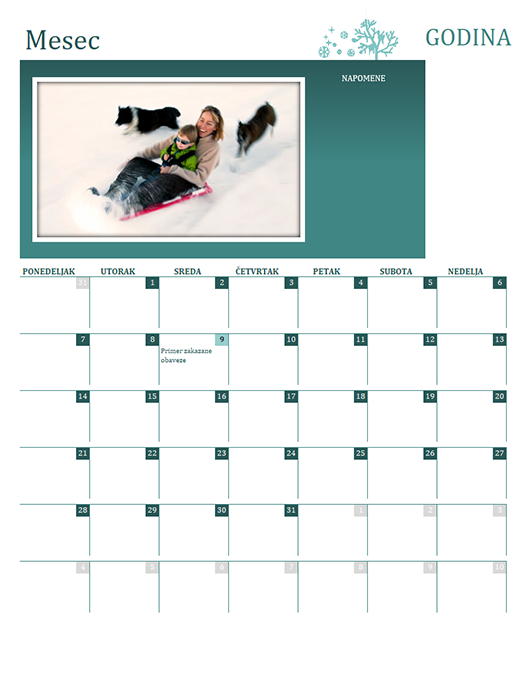 Kalendar sa godišnjim dobima (bilo koja godina, pon-ned) Kalendar sa godišnjim dobima (bilo koja godina, pon-ned)