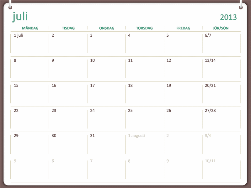 Skolårskalender för 2013–2014 (juli) Skolårskalender för 2013–2014 (juli)