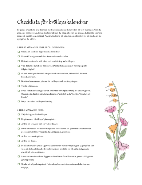 Checklista för bröllop (vattenfärg) Checklista för bröllop (vattenfärg)