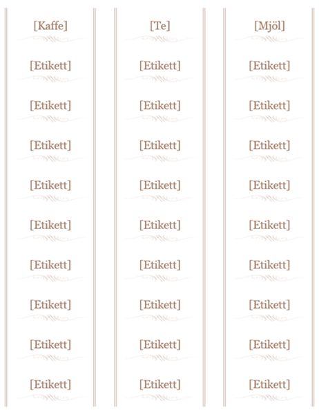 Etiketter till burkar (designuppsättningen redskap, 30 per sida, kompatibel med etikettarken Avery 5160) Etiketter till burkar (designuppsättningen redskap, 30 per sida, kompatibel med etikettarken Avery 5160)