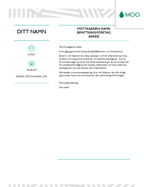 Kreativt följebrev, utformat av MOO Kreativt följebrev, utformat av MOO