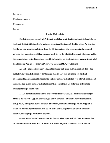 Uppsats i MLA-format Uppsats i MLA-format