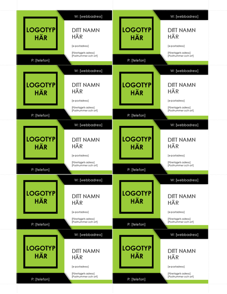 Personliga visitkort med markerad logotyp (10 per sida) Personliga visitkort med markerad logotyp (10 per sida)