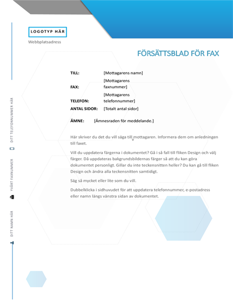 Försättsblad för fax, Hexagon Försättsblad för fax, Hexagon